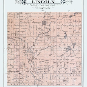 1900- Karte von Lincoln Township, Osceola County, MI