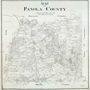 1897 Farm Line Map du comté de Panola au Texas