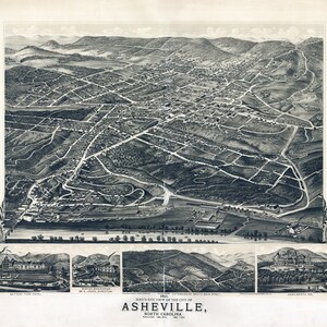 1891 Panoramic Map of Asheville North Carolina