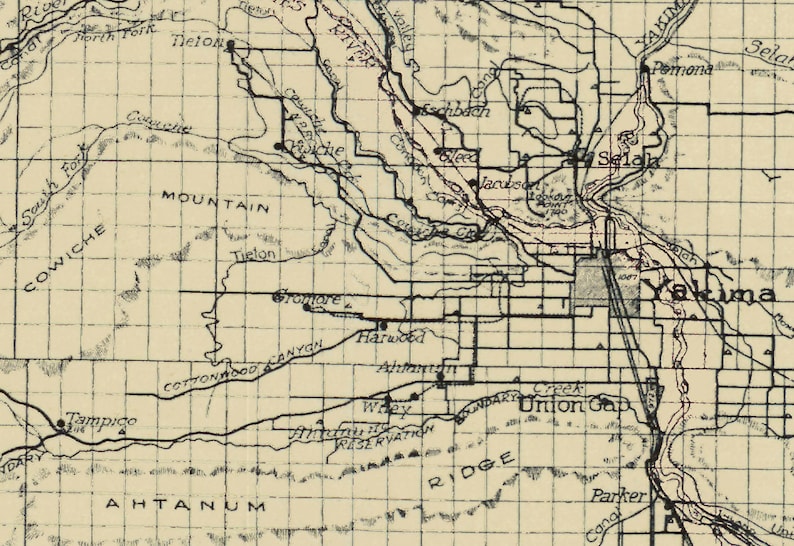1921 Map of Yakima County Washington - Etsy