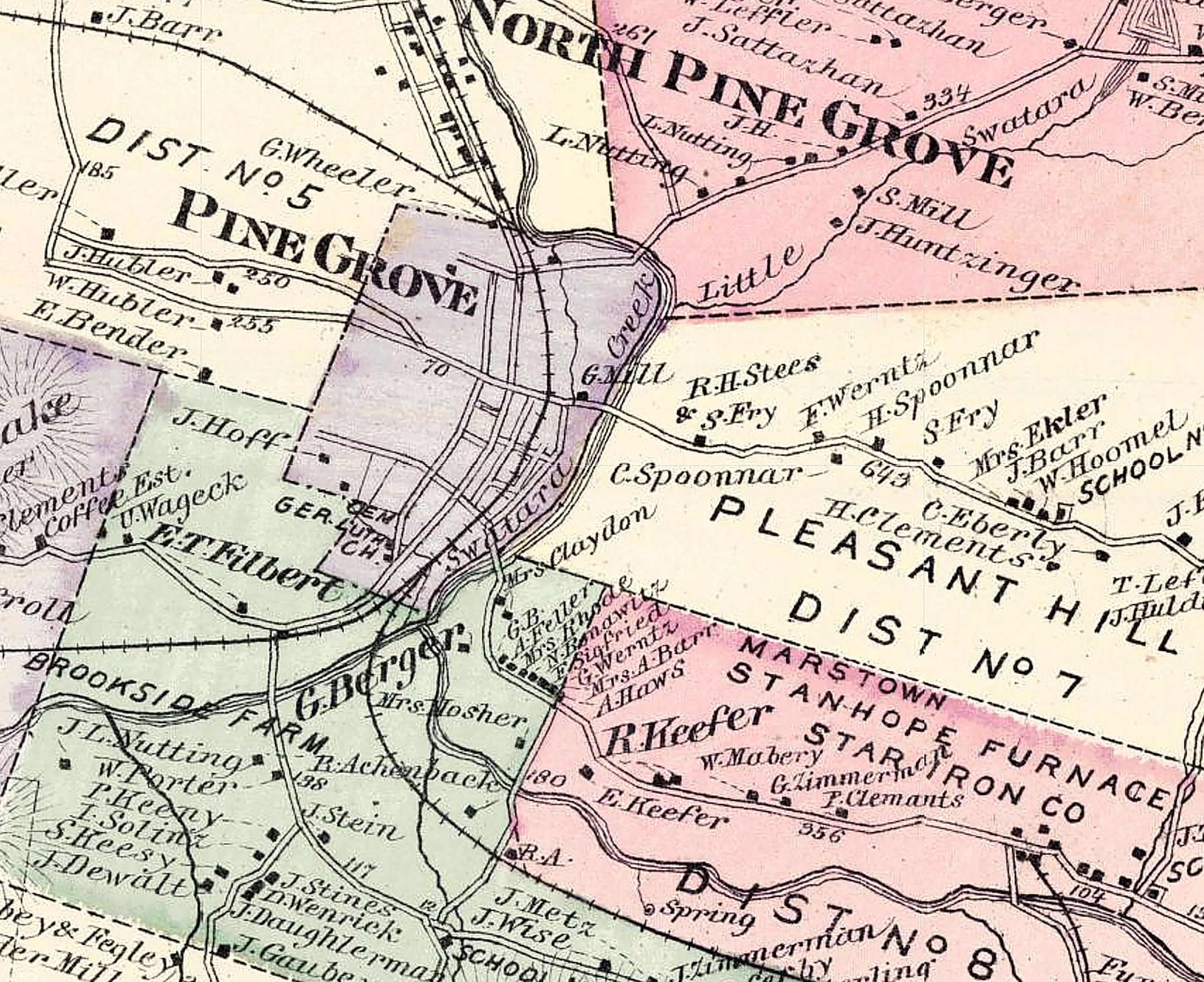 1875 Map of Pine Grove Township Schuylkill County Pennsylvania