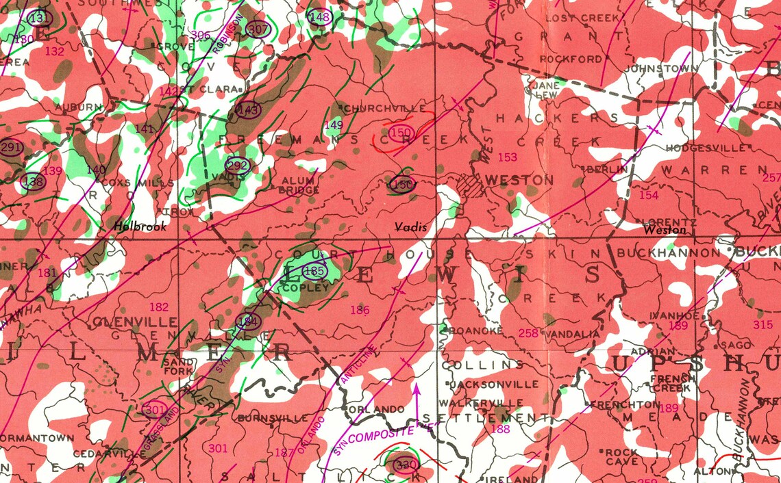 1970 Map of West Virginia Oil and Gas Well Fields Etsy