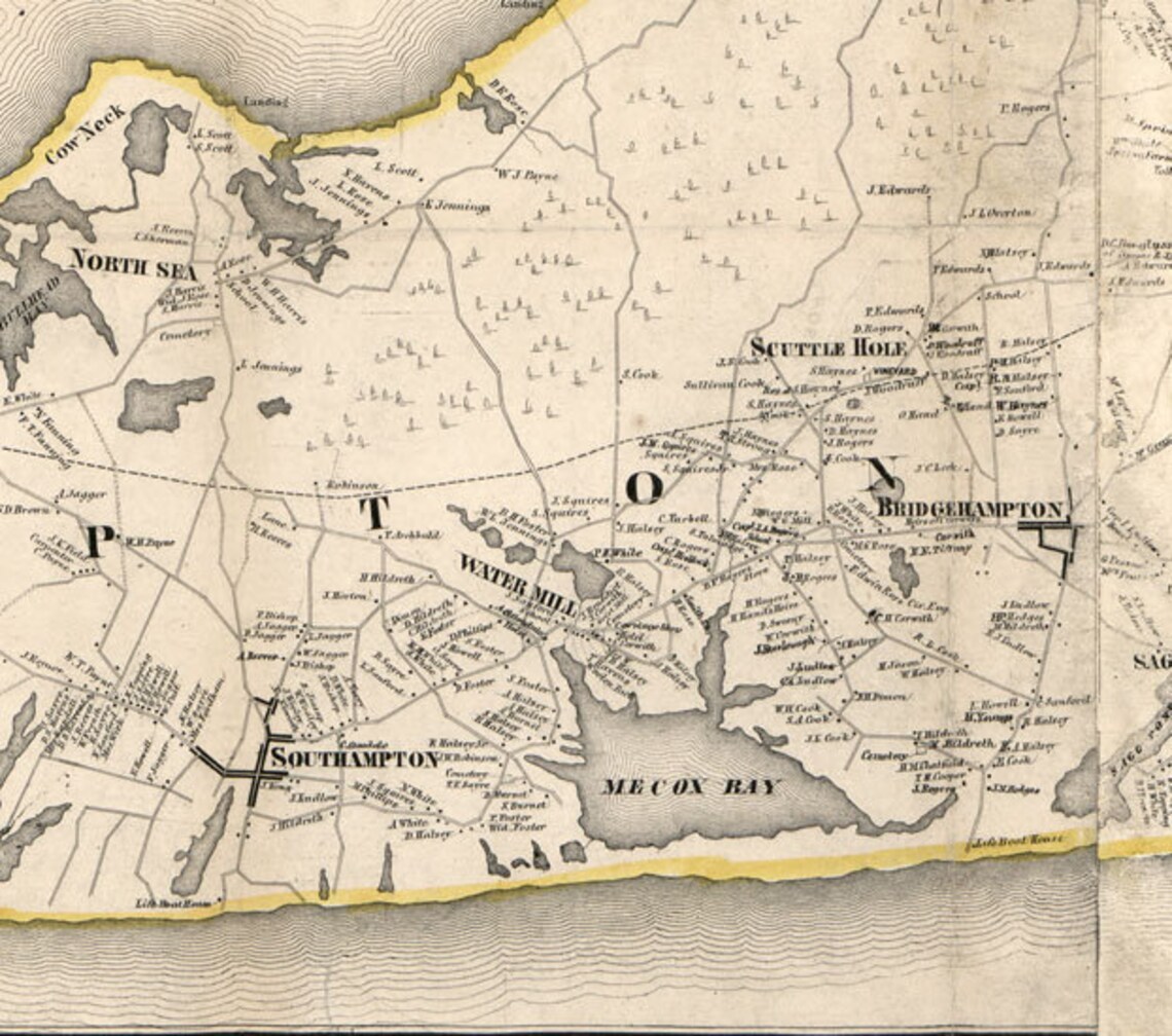 1858 Map of Suffolk County New York From Actual Surveys Etsy