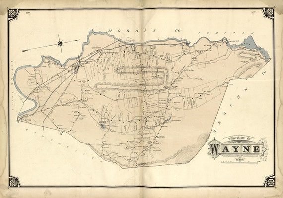 Map Of Wayne Nj 1877 Map Of Wayne Township Passaic County New Jersey | Etsy Australia