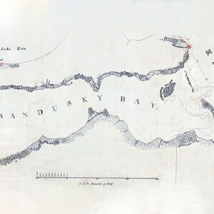 1848 Carte de la baie Sandusky en Ohio, lac Érié