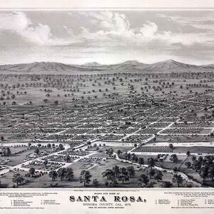 1876 Panorama-Karte von Santa Rosa Sonoma County Kalifornien