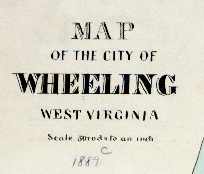 1889 Map of Wheeling West Virginia Etsy