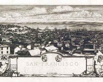 1856 Panorama-Karte von San Francisco Kalifornien