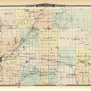 Carte du comté de St Croix, Wisconsin, 1878
