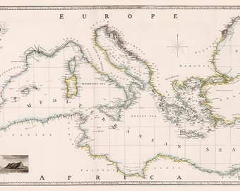 1838 Karte des Mittelmeeres