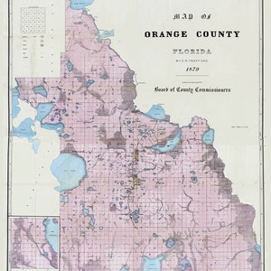 1879 Carte du comté d'Orange en Floride