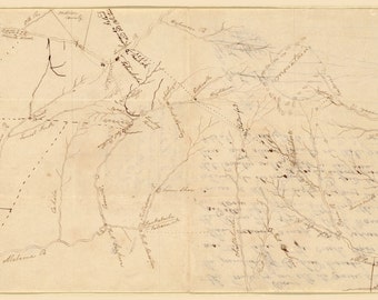 1816 Creek Indians Map of Alabama & Georgia