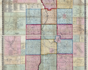 Summit County Ohio Parcel Map 1856 Farm Line Map Of Summit County Ohio Akron | Etsy