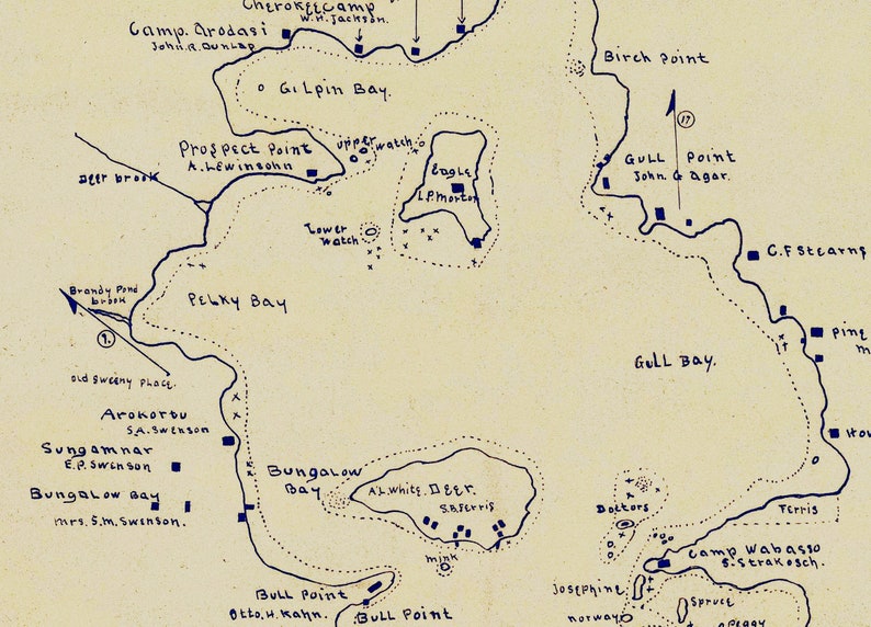 1904 Map of Upper Saranac Lake Franklin County New York Etsy
