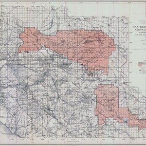 1925 Karte von San Bernadino National Forest Kalifornien