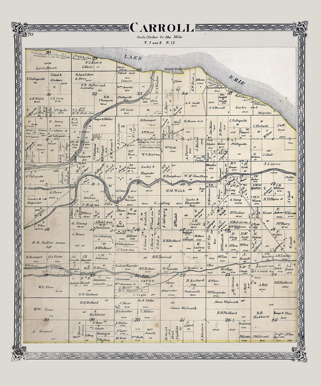 1874 Map of Carroll Township Ottawa County Ohio Etsy