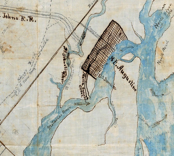 1865 Map of Saint Augustine Region Moultrie Creek in Saint Johns County