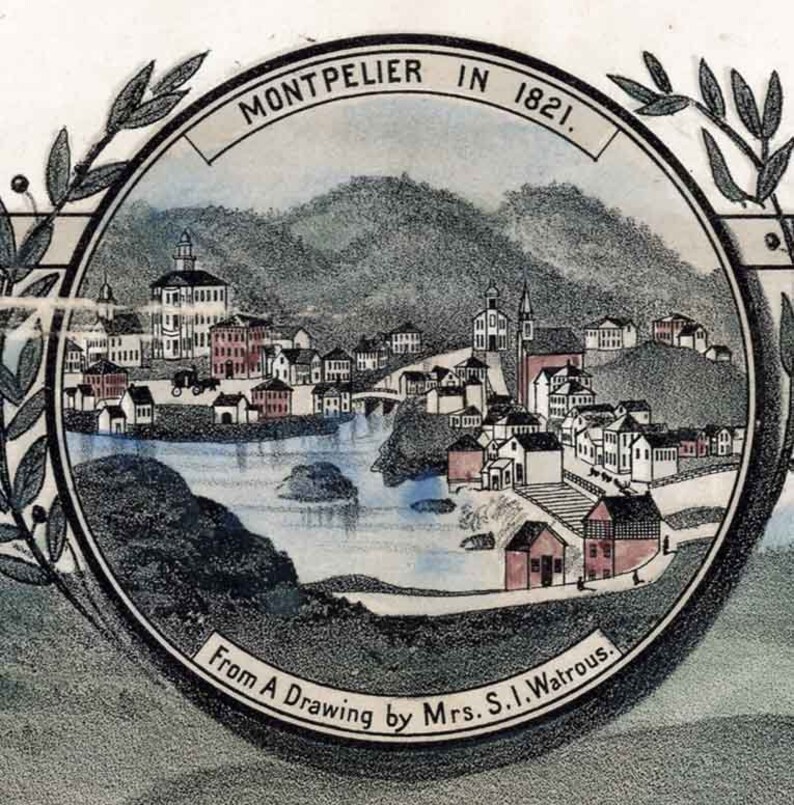 1884 Panoramic Map of Montpelier Washington County Vermont Etsy