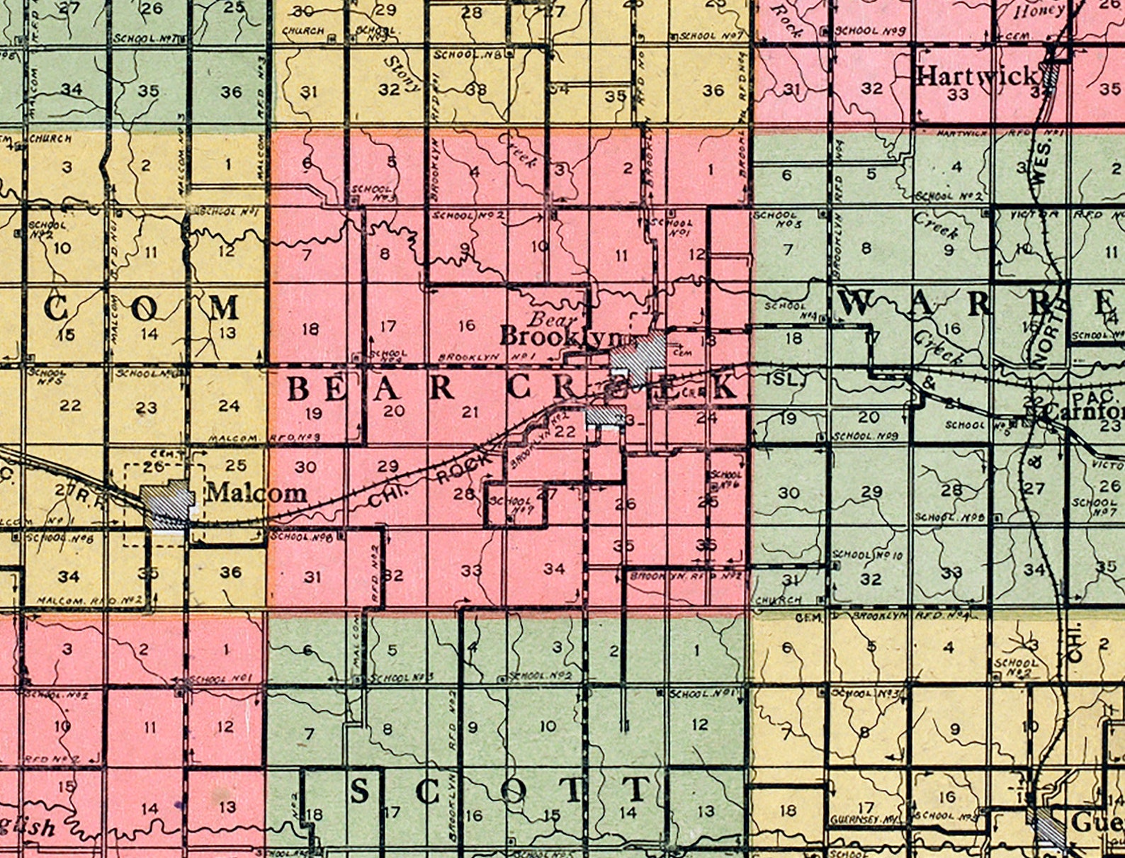 1914 Map of Poweshiek County Iowa Etsy