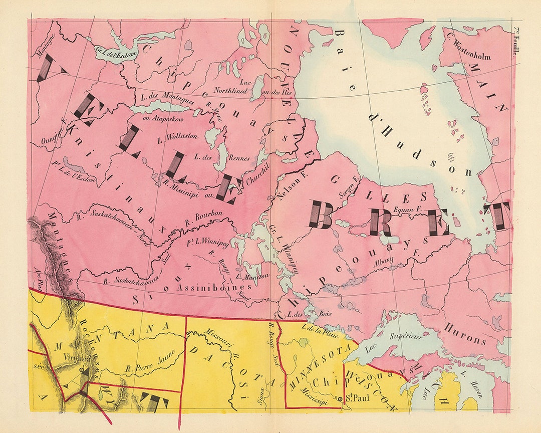 1844 Map of Canada and Hudson Bay - Etsy