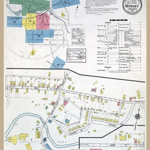 Mapa de la ciudad de 1915 del condado de Hershey Dauphin, Pensilvania