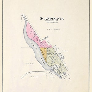 1889 Stadtplan von Skandinavien Waupaca County, Wisconsin