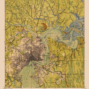 1918 Topo Map of Jacksonville Florida and Saint Johns River