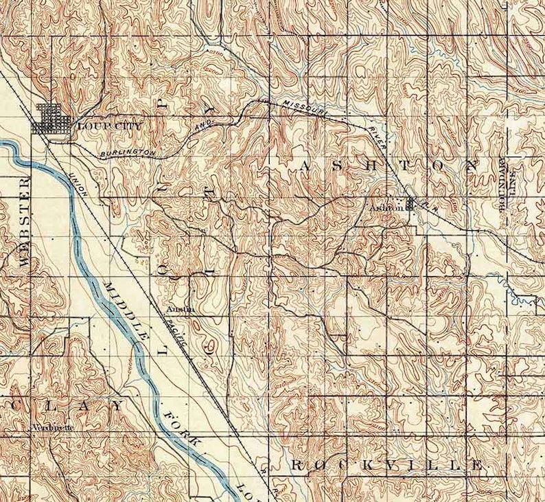 1899 Topo Map of Loup Nebraska North Fork River Etsy