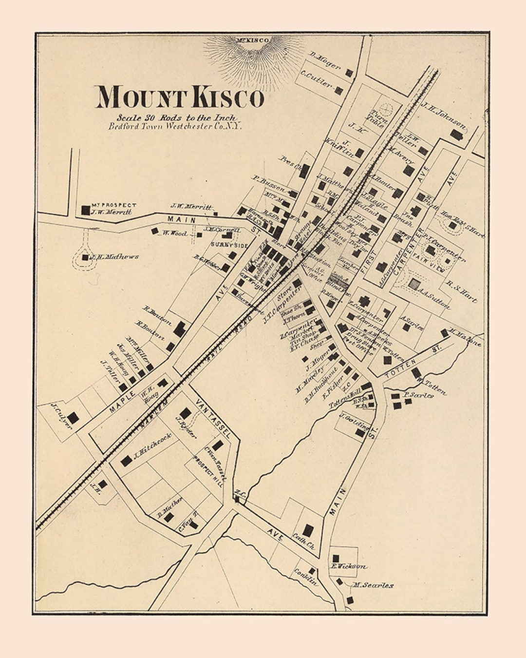 1873 Map of Mount Kisco Westchester County New York Etsy