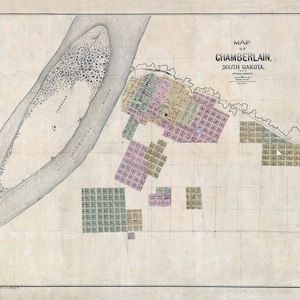 1890 Map of Chamberlain South Dakota