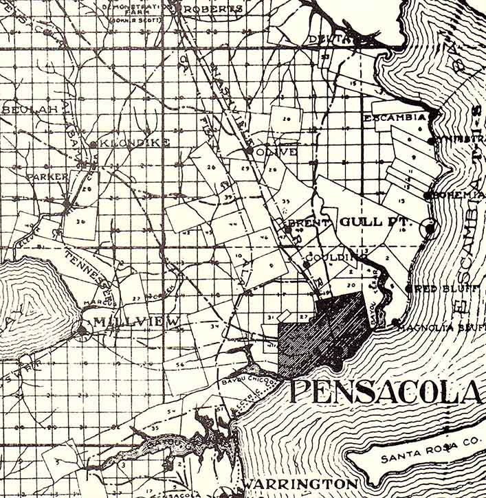 1914 Map of Escambia County Florida Pensacola Gulf of Mexico Etsy