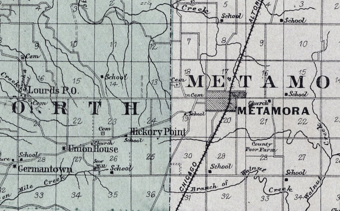 1893 Map of Woodford County Illinois Metamora Etsy