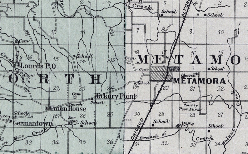 1893 Map of Woodford County Illinois Metamora - Etsy
