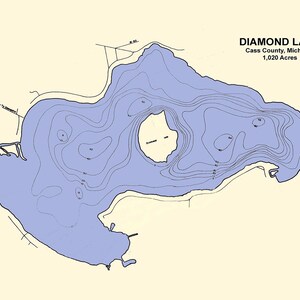 1920 Plan du comté de Diamond Lake Cass, Michigan