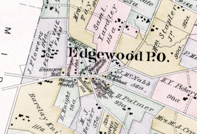 1891 Map of Lower Makefield Township Bucks County Pennsylvania Etsy