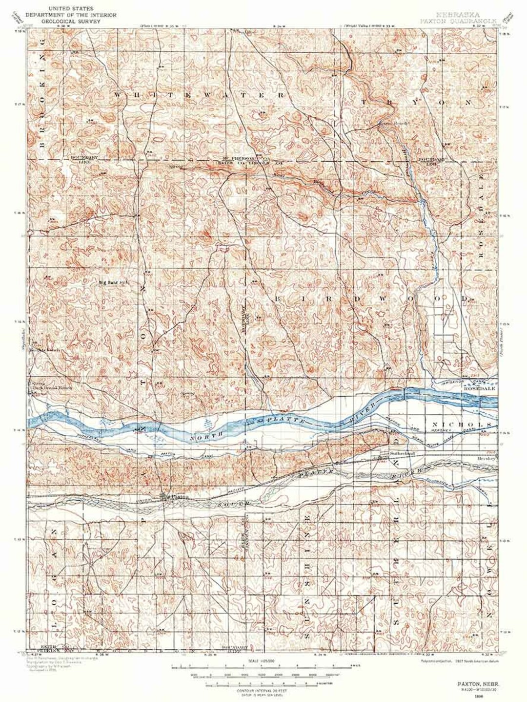 1898 Topo Map of Paxton Nebraska Etsy UK