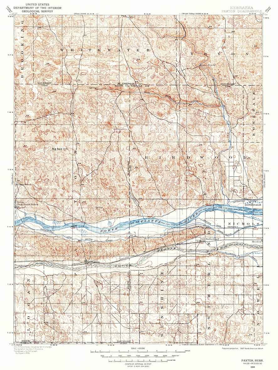 1898 Topo Map of Paxton Nebraska Etsy UK