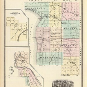 1878 Mapa del condado de Calumet Wisconsin