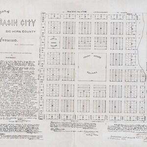 Carte 1896 du comté de Big Horn, Wyoming, de Basin City