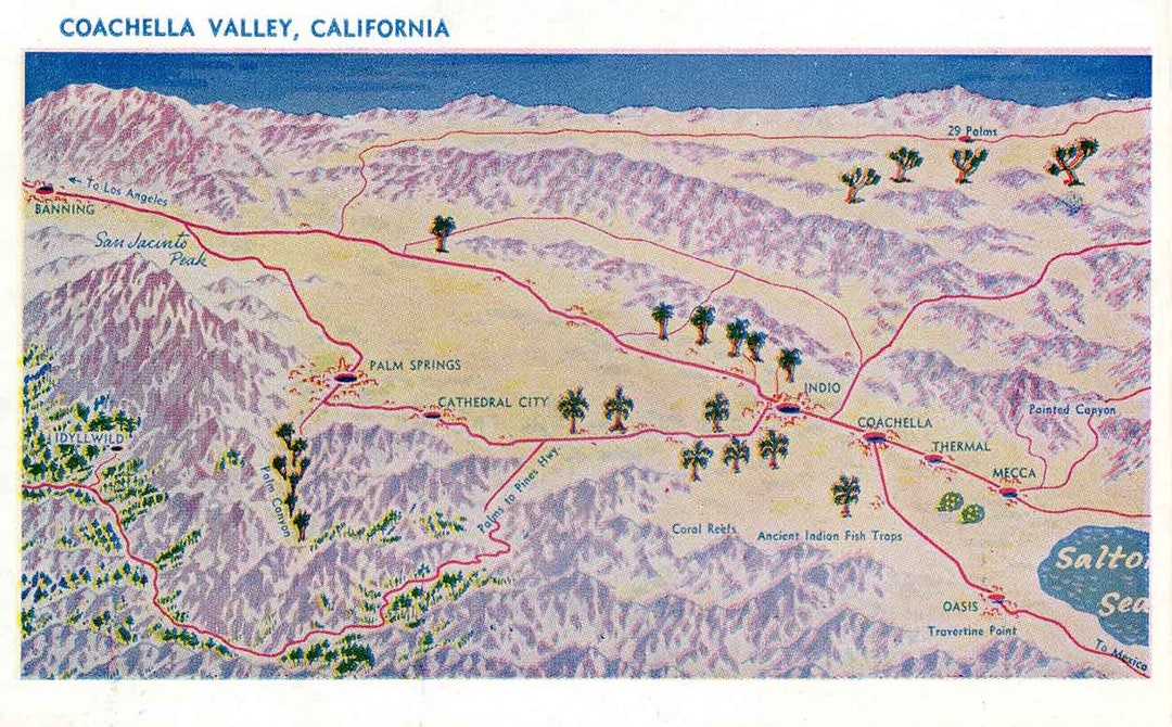 1940s Map of Coachella Valley California Etsy