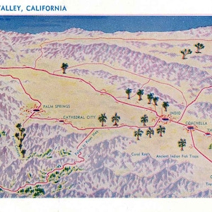 Kaart uit de jaren 40 van Coachella Valley, Californië