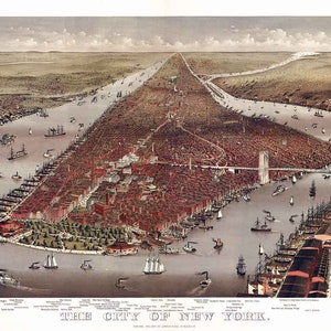 1884 Panorama-Karte von New York City
