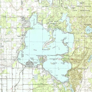 1982 : carte de Gun Lake, Yankee Springs, Michigan