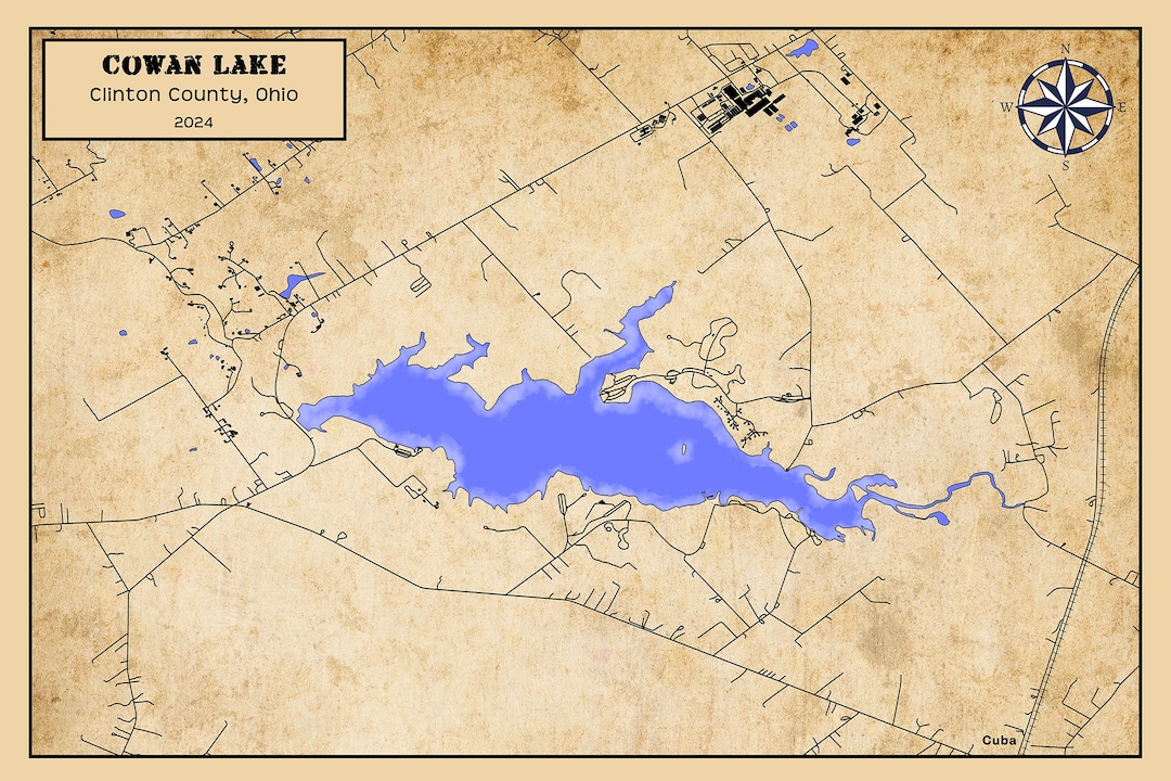 2024 Map of Cowan Lake Clinton County Ohio - Etsy