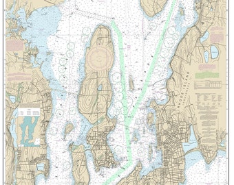 2013 Nautical Map of Narragansett Bay and New Port Harbor Rhode Island