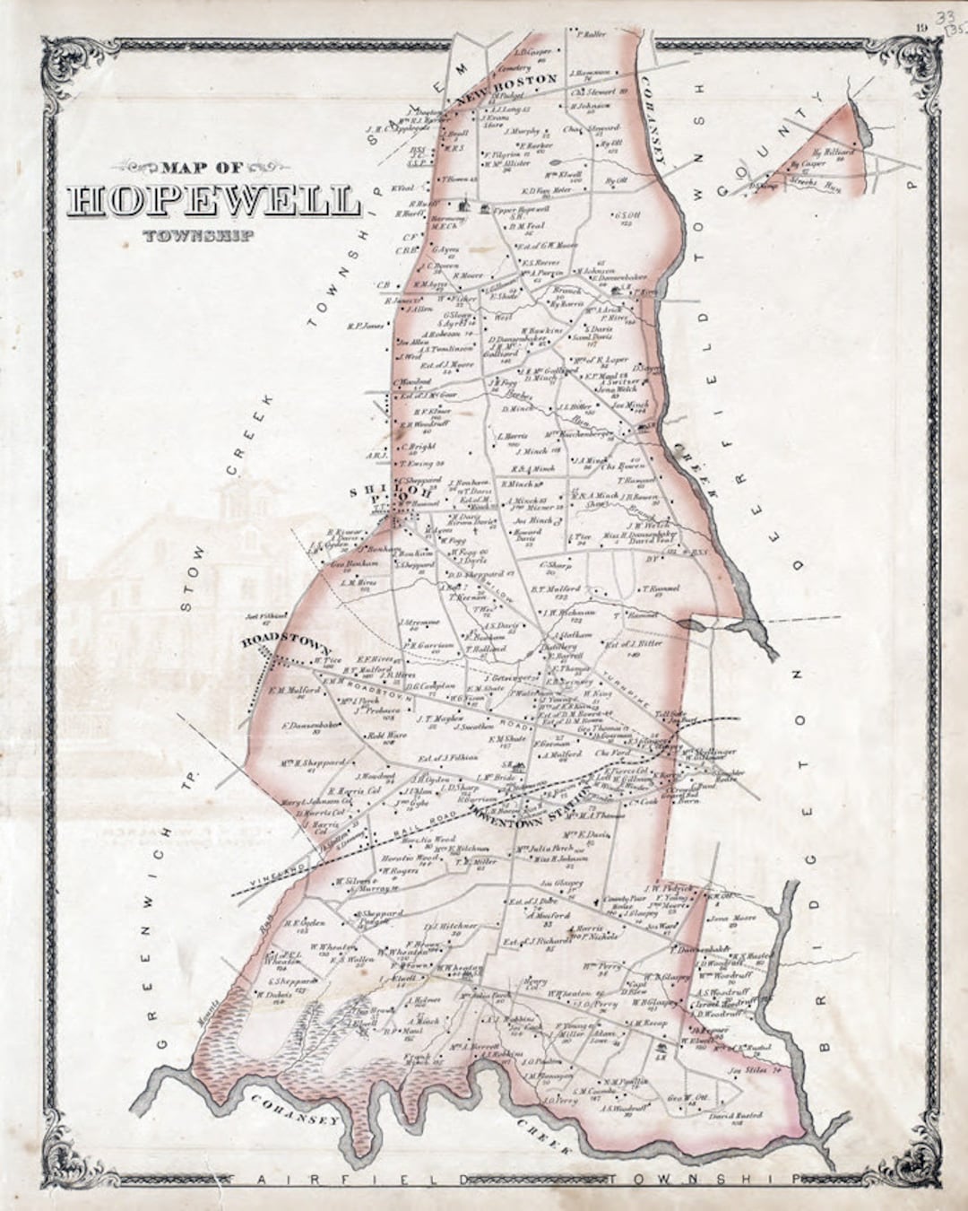 1876 Map of Hopewell Township Cumberland County New Jersey Etsy