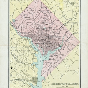 Kaart uit 1890 van het District of Columbia