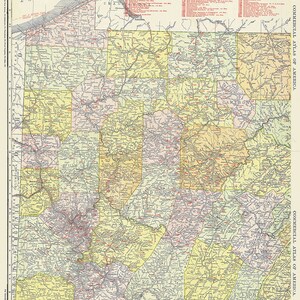 1913 Carte de l'ouest de la Pennsylvanie et des chemins de fer