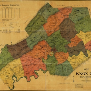 Carte 1895 du comté de Knox, Tennessee, Knoxville