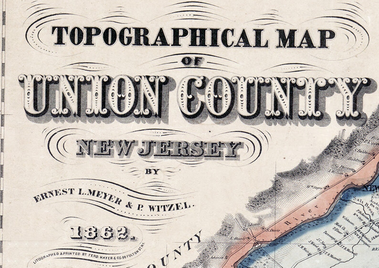 1862 Map of Union County New Jersey Etsy